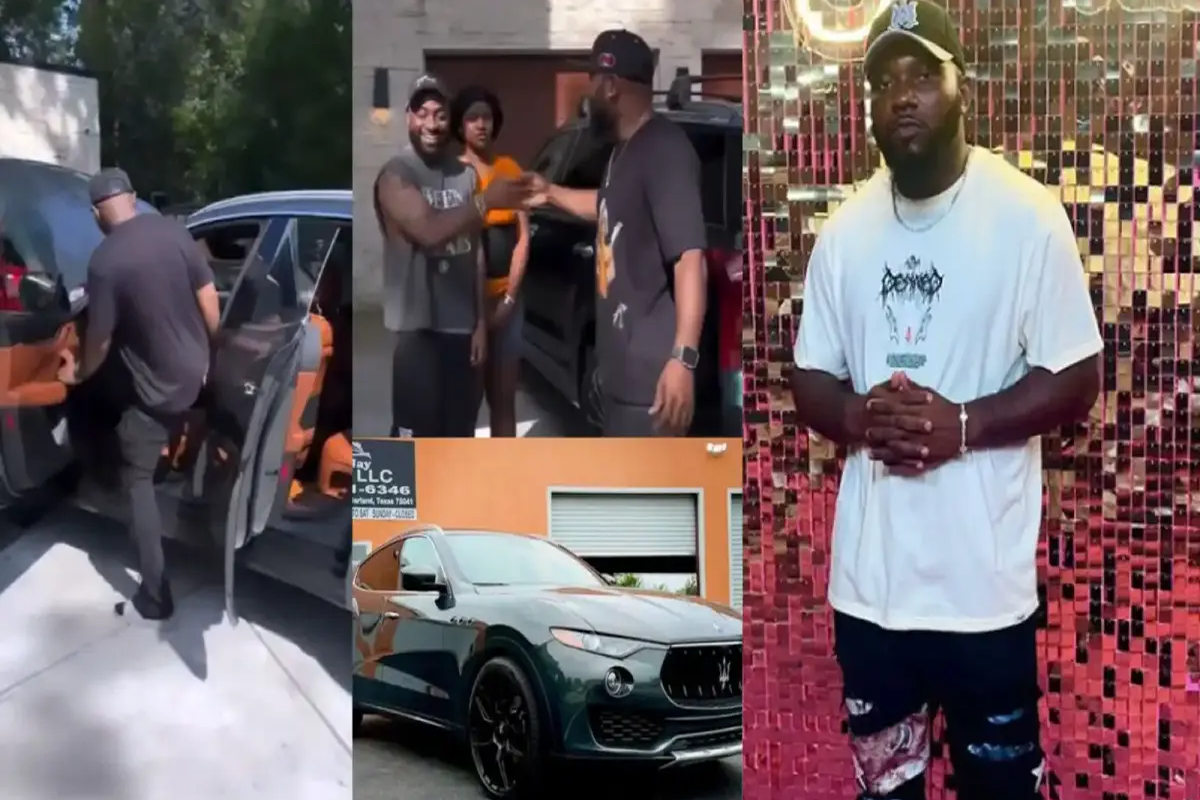 Collage of three scenes: men with a car, two men shaking hands near a vehicle, and a man posing in front of a pink mosaic wall.
