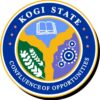 Round seal logo for Kogi State Conference of Opportunities, featuring a blue outer ring and inner map with a book, gears, and plant motifs to symbolize knowledge and industry