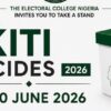 Poster announcing Ekiti Decides 2026 with a ballot box and the date 20 June 2026.