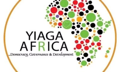 YIAGA Africa logo with a colorful dotted map of Africa and the tagline Democracy, Governance & Development