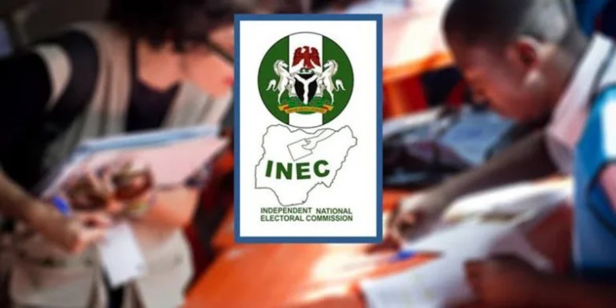 INEC logo centered over a blurred scene of people voting, suggesting an election context.
