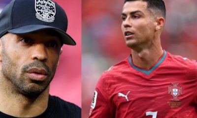 Split image showing a man with a black cap on the left and Cristiano Ronaldo in a Portugal red jersey on the right.