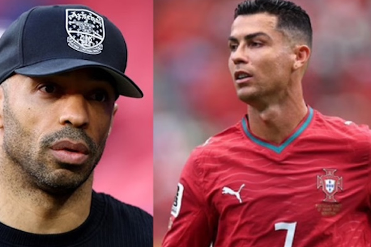 Split image showing a man with a black cap on the left and Cristiano Ronaldo in a Portugal red jersey on the right.