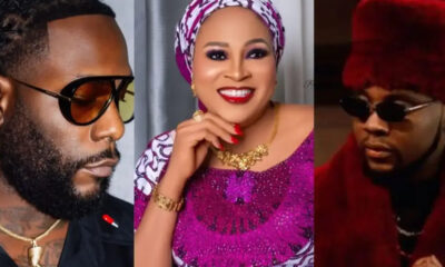 Triptych of three people: a bearded man with sunglasses on the left, a smiling woman in a purple outfit and headwrap in the center, and a man in a red hat with sunglasses on the right.