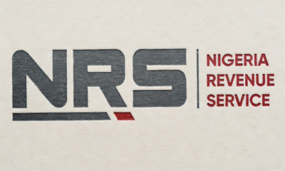 NRS logo: large dark gray letters 'NRS' with a small red diagonal accent, and 'NIGERIA REVENUE SERVICE' in red to the right