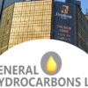 Office building with a FirstBank banner in the background and a foreground General Hydrocarbons Ltd logo featuring a yellow flame within a gray circle.