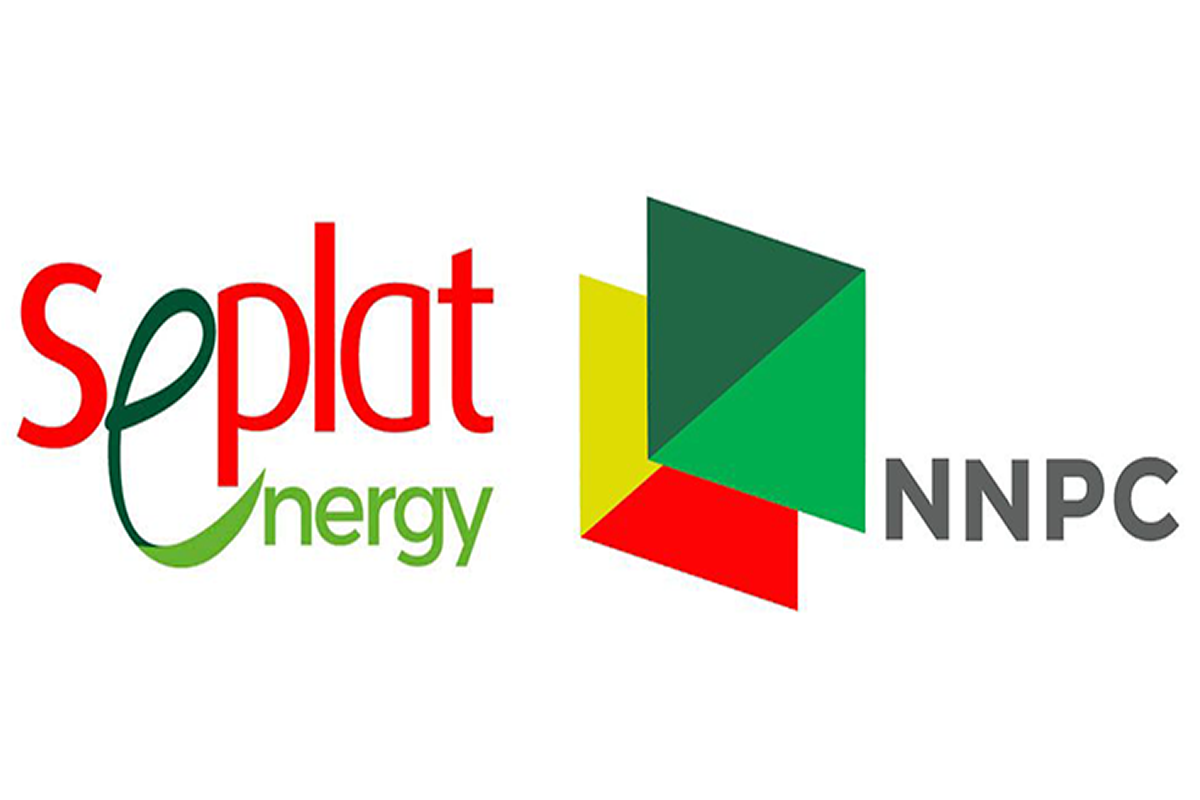 Splat Energy logo on the left and NNPC logo on the right, with a multicolored geometric icon.