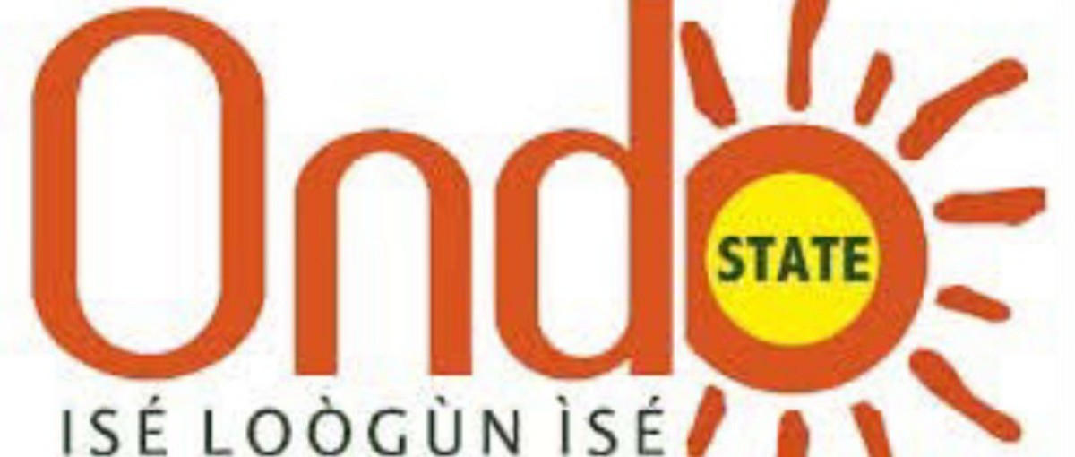 Ondo State government logo with orange text and a sun motif