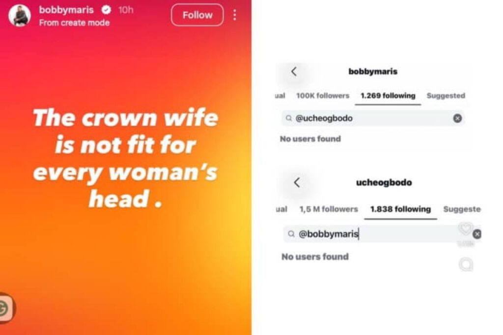 Instagram story with an orange-pink gradient background and bold white text: 'The crown wife is not fit for every woman's head.'