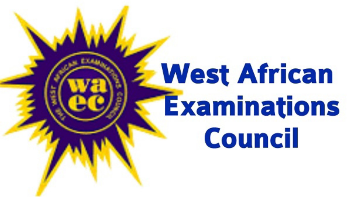 WAEC logo: purple and yellow starburst with 'waec' in the center and 'West African Examinations Council' text on the right