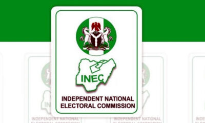 INEC logo: green map outline, crest, and the text ‘Independent National Electoral Commission’ on a white card with green border.”