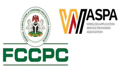 Collage of logos: FCCPC (green lettering), MASPA, and Wireless Application Service Providers' Association logos.