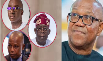 Collage of four men in circular frames on a beige background; top-left and bottom-left are bald men in glasses, center is a man in a red traditional hat, right is a close-up of a smiling man wearing glasses.