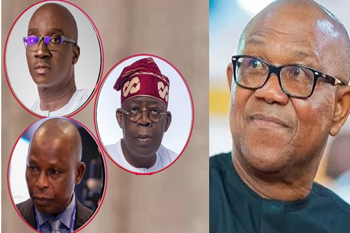 Collage of four men in circular frames on a beige background; top-left and bottom-left are bald men in glasses, center is a man in a red traditional hat, right is a close-up of a smiling man wearing glasses.