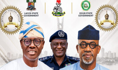 Banner image of three Nigerian officials: a man in a white agbada and cap on the left, a police officer in the center, and a man in a blue agbada and cap on the right, with Lagos and Ogun state government emblems and seals above.