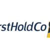 FirstHoldCo logo: navy text with a navy elephant silhouette over a yellow parallelogram panel.