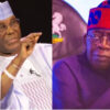 Split image of two elderly men in traditional attire: left in white agbada and light patterned cap, right in purple outfit with a red patterned cap, thoughtful expressions.