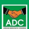 African Democratic Congress logo with two hands shake inside a green square, text 'ADC' beneath and 'AFRICAN DEMOCRATIC CONGRESS' tagline