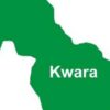 Green silhouette map of Kwara State, Nigeria, with the word 'Kwara' written in white across it.