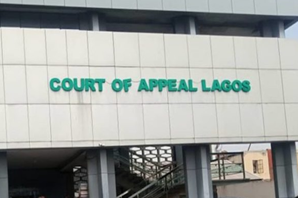 Facade of Lagos Court of Appeal building with teal sign reading 'COURT OF APPEAL LAGOS'